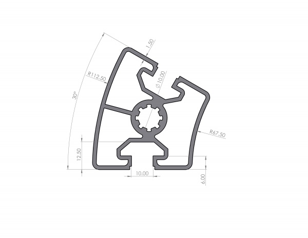 Aluminum profile R45-30 ° groove 10 B type